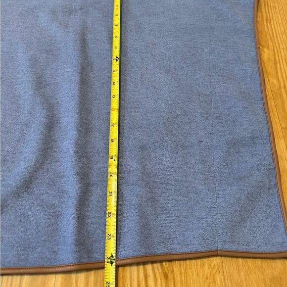 NWT Tuckernuck Women’s Leather Trim Funnel Piper Poncho One Size Slate Blue - Picture 8 of 12